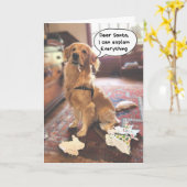 Grappige hond Kerstman Ik kan alles uitleggen Kers Kaart (Gele Bloem)