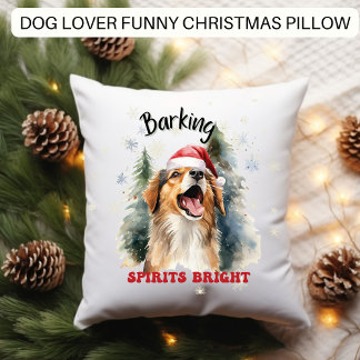 Grappige hond Kerstmis blaffen geesten helder Kussen