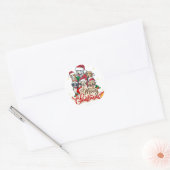 Grappige Hond Kerstmis, Ronde Sticker (Envelop)