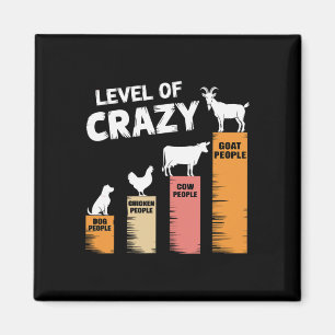 Grappige Hond, Kip, Koe En Geit Niveau Van Crazy W Magneet