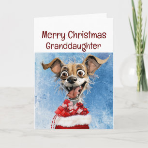 Grappige hond kleindochter Kinder kerst Kaart