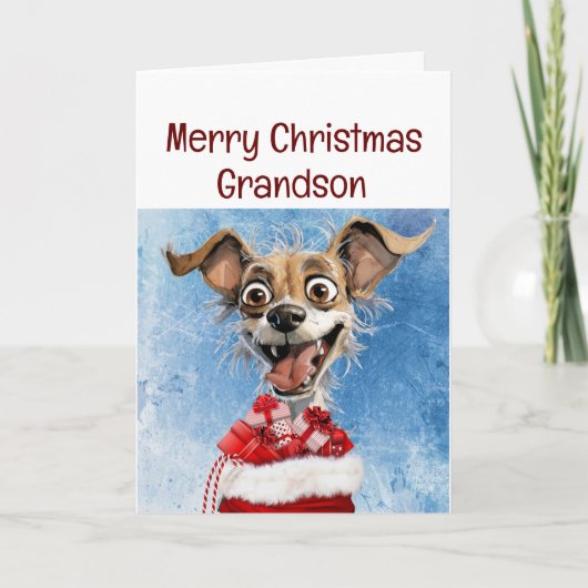 Grappige Hond Kleinkind Kinderen Kerstmis Kaart (Voorkant)