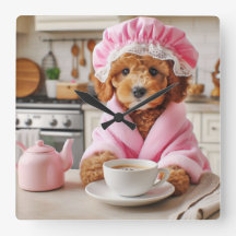 Grappige Hond Klok Koffie Liefhebbers Muur Klok