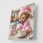 Grappige Hond Klok Koffie Liefhebbers Muur Klok (Hoek)