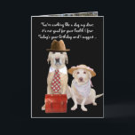 Grappige hond / Lab Verjaardag voor echtgenoot Kaart<br><div class="desc">Humoristische aanpasbare verjaardagskaart, of jubileumkaart, voor echtgenoot. U kunt alle tekst aanpassen, de lettertypen, tekengroottes en kleur wijzigen. U kunt de achtergrondkleur aan de voorkant wijzigen. Binnen is de strandachtergrond bedankt voor publicdomainpictures.net. Aan de voorkant ziet Mozes er moe en versleten uit. Binnen ziet hij er goed uitgerust uit. lol!...</div>