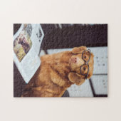 Grappige Hond Leest Legpuzzel (Horizontaal)