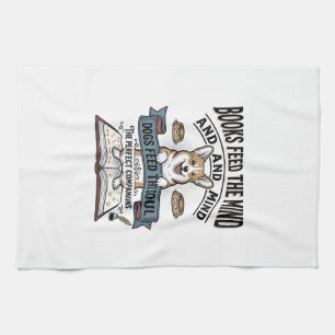 Grappige Hond Lezer Vintage Gravure T-shirt voor B Theedoek