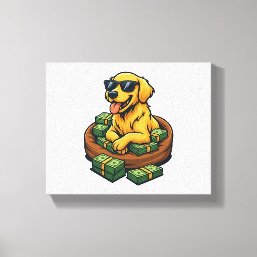 Grappige Hond Liefhebber Goud Retriever Geld Stape Canvas Afdruk (Voorkant)