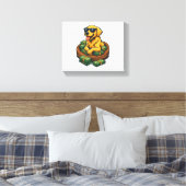 Grappige Hond Liefhebber Goud Retriever Geld Stape Canvas Afdruk (Insitu (Slaapkamer))