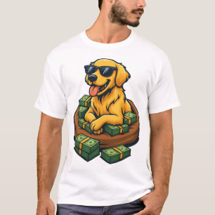 Grappige Hond Liefhebber Goud Retriever Geld Stape T-shirt