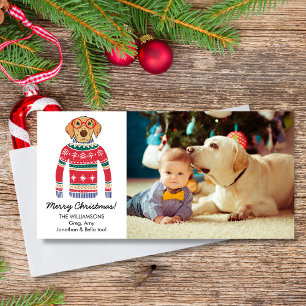 Grappige Hond Liefhebber Kersttrui Aangepaste Foto Feestdagenkaart
