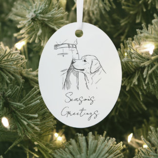 Grappige Hond Liefhebber Seizoensgroeten Kerstmis Metalen Ornament