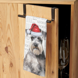 Grappige Hond Liefhebber Vakantie Schnauzer Kerstm Theedoek