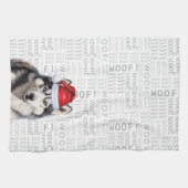 Grappige Hond Liefhebber Vakantie Siberische Husky Theedoek (Horizontaal)