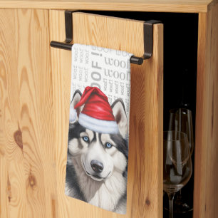 Grappige Hond Liefhebber Vakantie Siberische Husky Theedoek