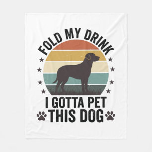 Grappige Hond Liefhebber Vintage Vouw Mijn Drank H Fleece Deken