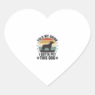 Grappige Hond Liefhebber Vintage Vouw Mijn Drank H Hart Sticker