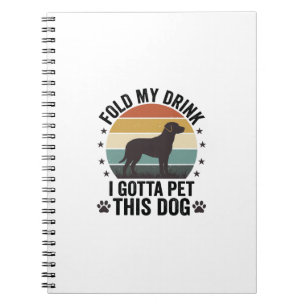Grappige Hond Liefhebber Vintage Vouw Mijn Drank H Notitieboek