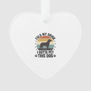 Grappige Hond Liefhebber Vintage Vouw Mijn Drank H Ornament