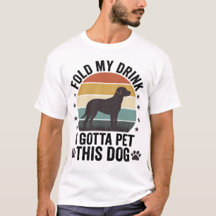 Grappige Hond Liefhebber Vintage Vouw Mijn Drank H T-shirt