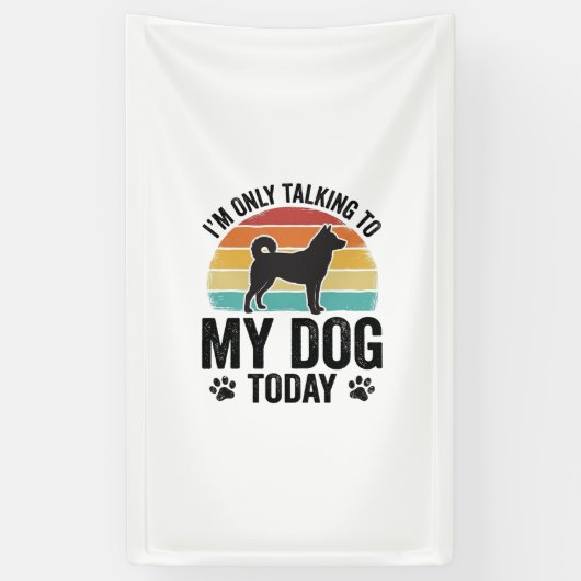 Grappige Hond Liefhebber Vintage Zonsondergang Cit Spandoek (Verticaal)