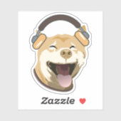 Grappige hond luistert naar muziek sticker (Vel)