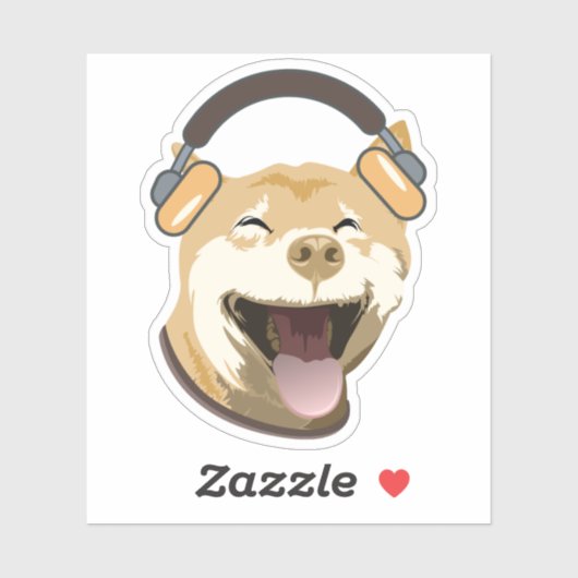 Grappige hond luistert naar muziek sticker (Vel)