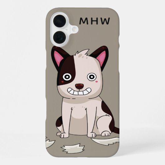 Grappige hond maatwerk monogram & kleur telefoonho iPhone hoesje (Achterkant)