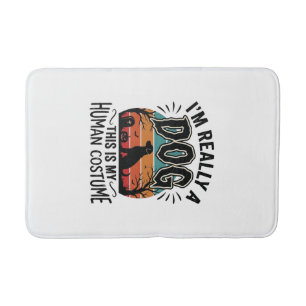 Grappige Hond Mens Kostuum Halloween Vintage Hond  Badmat