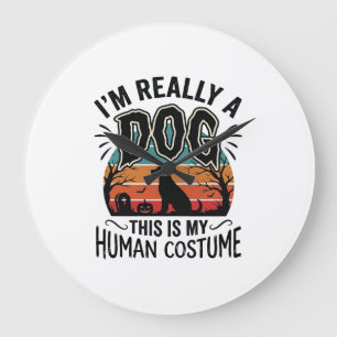 Grappige Hond Mens Kostuum Halloween Vintage Hond  Grote Klok