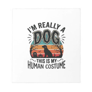 Grappige Hond Mens Kostuum Halloween Vintage Hond Notitieblok