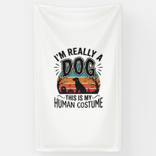 Grappige Hond Mens Kostuum Halloween Vintage Hond Spandoek