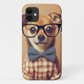 Grappige hond met bril en bowtie Case-Mate iPhone case (Achterkant)