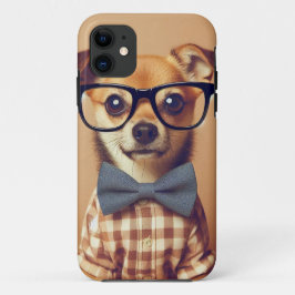 Grappige hond met bril en bowtie Case-Mate iPhone case