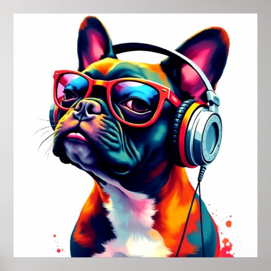 Grappige hond met een bril Poster (Voorkant)