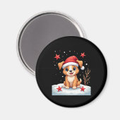 Grappige hond met kerststerren voor feestelijk sei magneet (Voorkant / Achterkant)