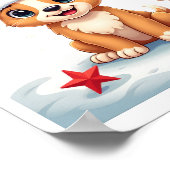 Grappige hond met kerststerren voor het kerstseizo poster (Hoek)