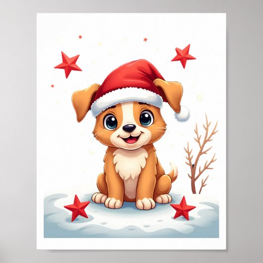 Grappige hond met kerststerren voor het kerstseizo poster (Voorkant)