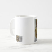 Grappige hond met koffie zin koffiemok (Voorkant links)