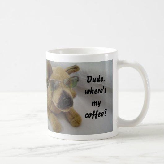 Grappige hond met koffie zin koffiemok (Rechts)