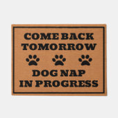 Grappige hond minnaar poot print rustiek bruin min deurmat (Voorkant)