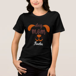 Grappige hond moeder aangepaste script naam Tri-Blend shirt