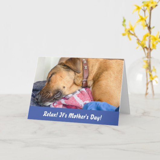 Grappige hond Moederdag kaart (Gele Bloem)