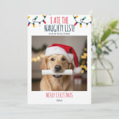 Grappige Hond Naughty List Aangepaste Kerstfoto Feestdagenkaart (Staand voorkant)