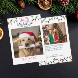 Grappige Hond Naughty List Aangepaste Kerstfoto Feestdagenkaart