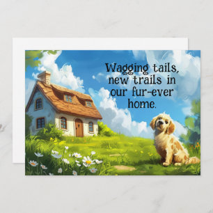 Grappige Hond Nieuwe Huis Bewegende Aankondiging