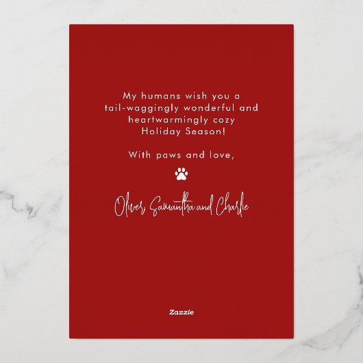 Grappige Hond Oh Kerstmis Treat Moderne Typografie Folie Feestdagenkaart (Achterkant)