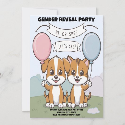 Grappige hond onthult uitnodiging voor genderfeest (Voorkant)
