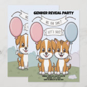 Grappige hond onthult uitnodiging voor genderfeest (Voorkant / Achterkant)