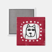 Grappige hond op rode koelkastmagneet magneet (Voorkant / Achterkant)